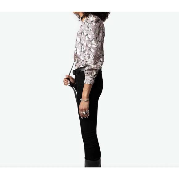 NEW ZADIG & VOLTAIRE telia twill wild chaines top in ecru - Picture 4 of 6